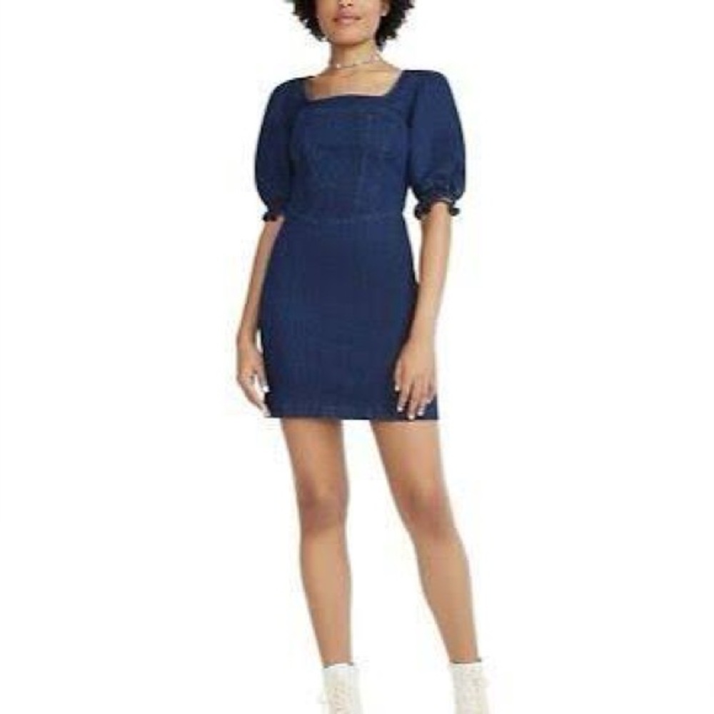 BETSEY JOHNSON Denim Puff Sleeve Dress